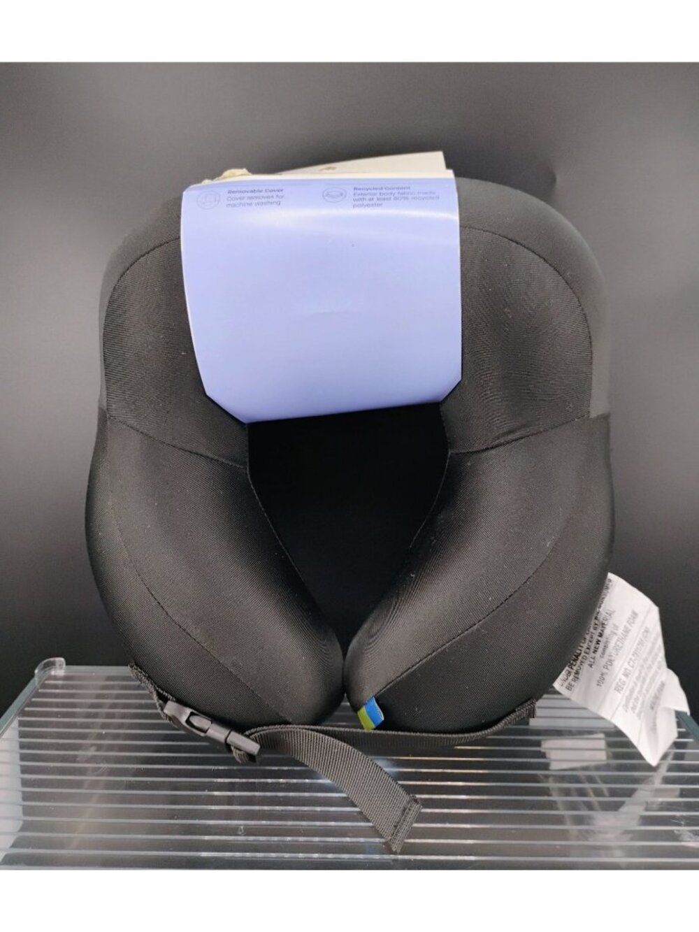 Open Story Signature Memory Foam Travel Pillow Black Adjustable